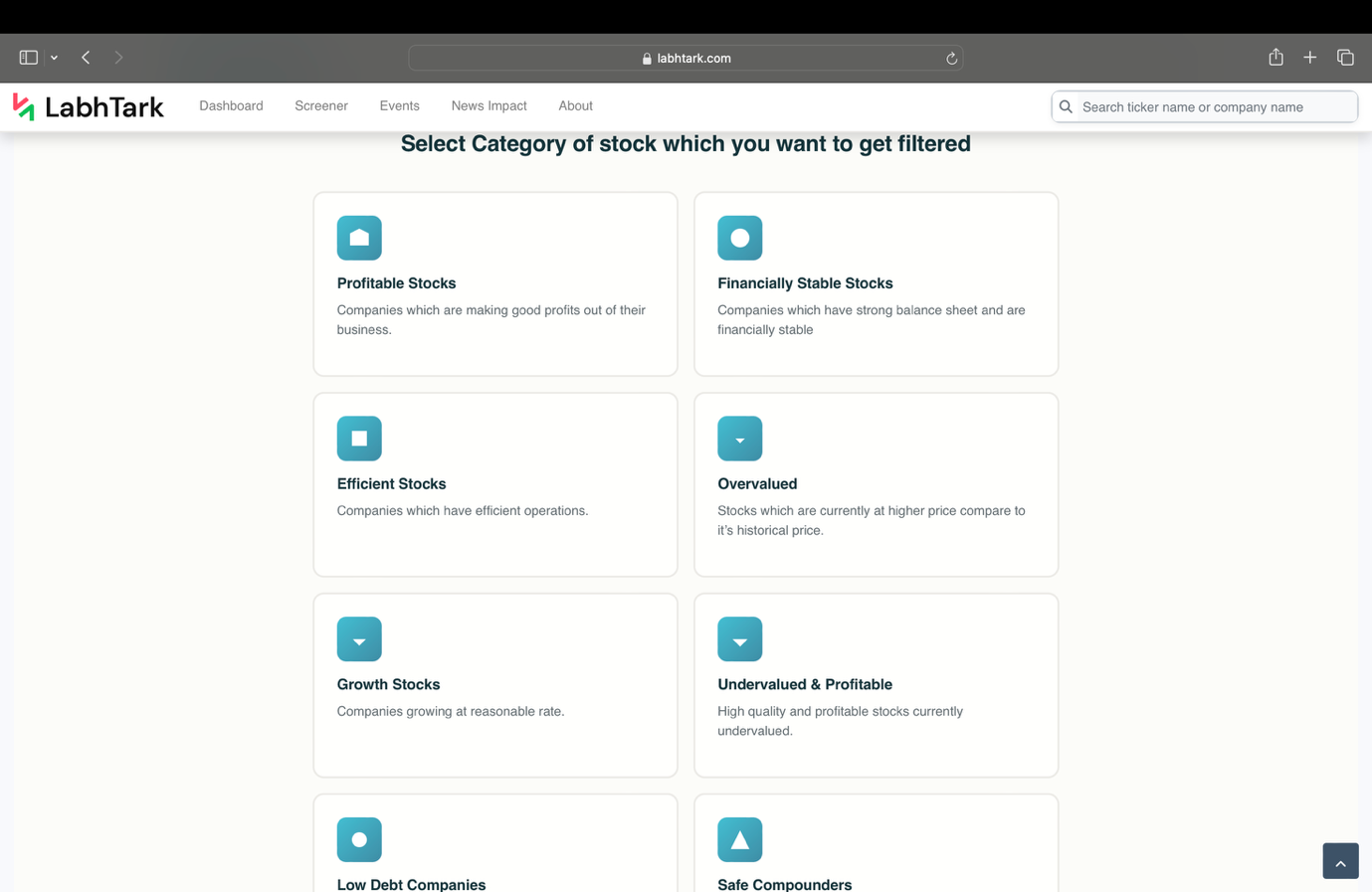 AI based Screener for filtering best stocks