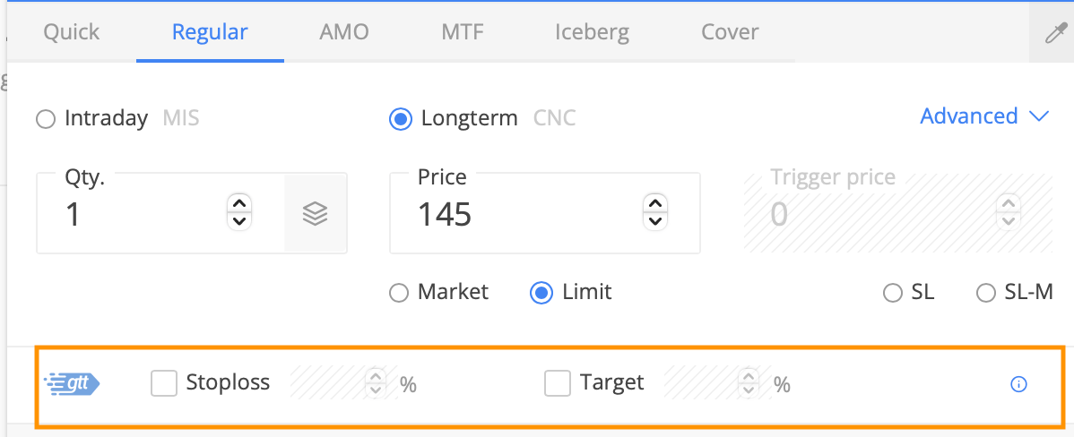 GTT order example